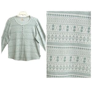 CARHARTT WMN FAIR ISLE HENLEY TOP XXL/1X WAFFLE KNIT THERMAL L/S GORPCORE SCANDI